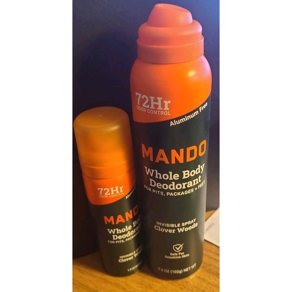 2 Pack Mando Whole Body clover Woods Deodorant 72 Hr Invisible Spray 3.6 oz /1.